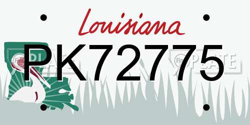PK72775 Louisiana License Plate