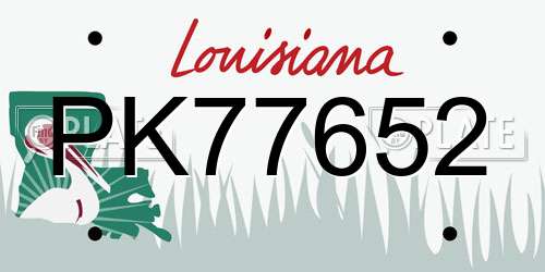 PK77652 Louisiana License Plate