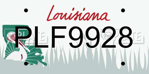 PLF9928 Louisiana License Plate