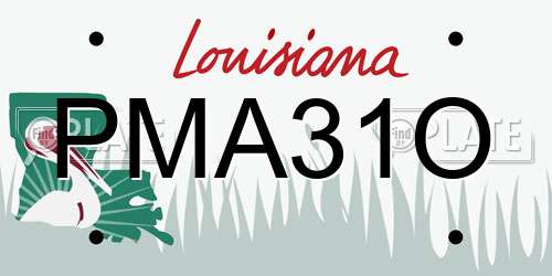 PMA31O Louisiana License Plate