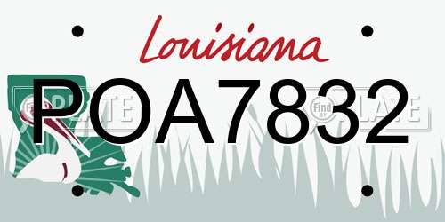POA7832 Louisiana License Plate