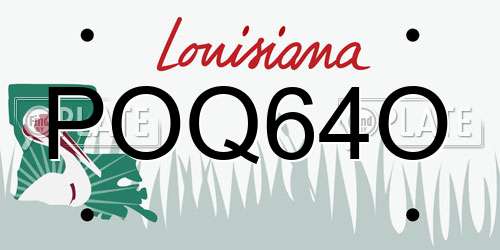 POQ64O Louisiana License Plate
