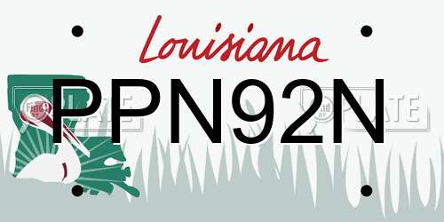 PPN92N Louisiana License Plate