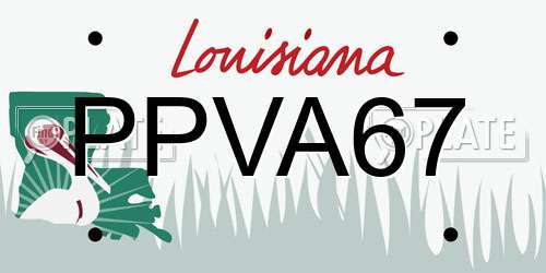 PPVA67 Louisiana License Plate