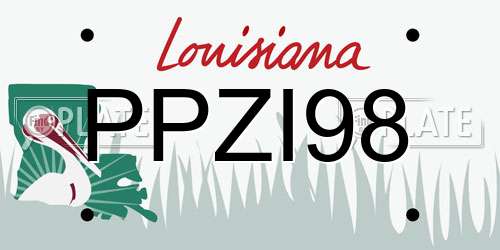PPZI98 Louisiana License Plate