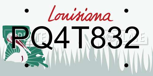 PQ4T832 Louisiana License Plate