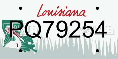 PQ79254 Louisiana License Plate