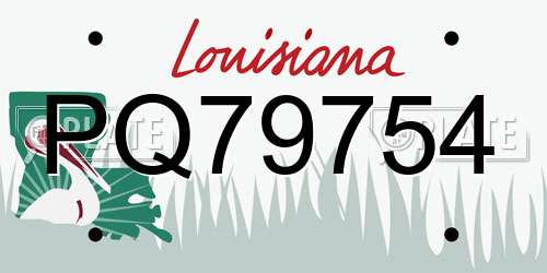 PQ79754 Louisiana License Plate