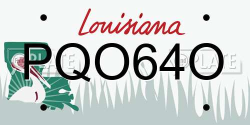 PQO64O Louisiana License Plate