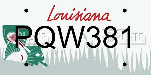 PQW381 Louisiana License Plate