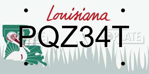 PQZ34T Louisiana License Plate