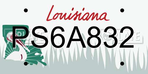 PS6A832 Louisiana License Plate