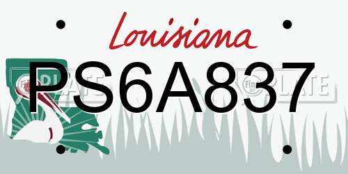 PS6A837 Louisiana License Plate