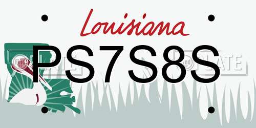 PS7S8S Louisiana License Plate