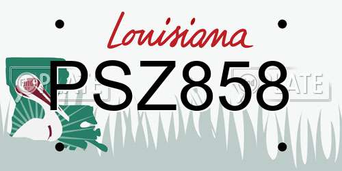 PSZ858 Louisiana License Plate