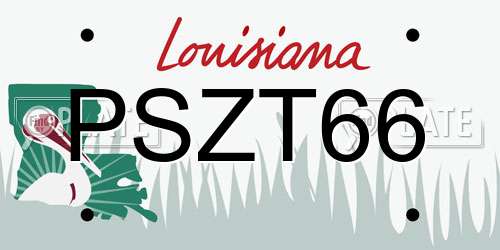 PSZT66 Louisiana License Plate