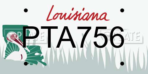 PTA756 Louisiana License Plate