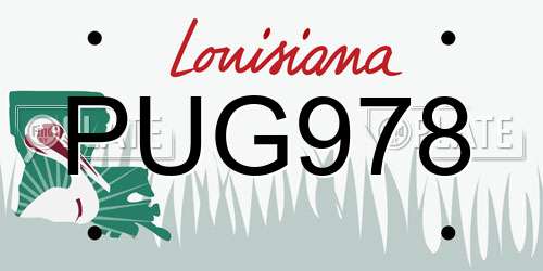 PUG978 Louisiana License Plate