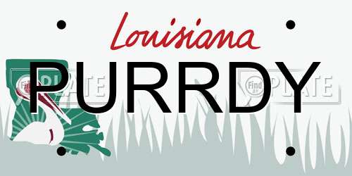 PURRDY Louisiana License Plate