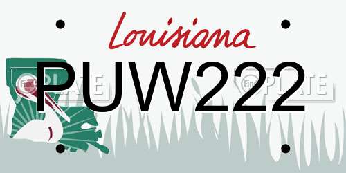 PUW222 Louisiana License Plate