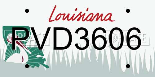 PVD3606 Louisiana License Plate