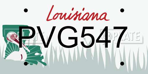 PVG547 Louisiana License Plate