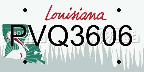PVQ3606 Louisiana License Plate
