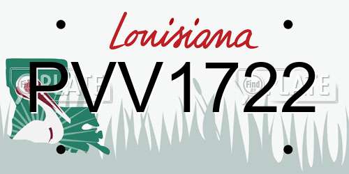 PVV1722 Louisiana License Plate