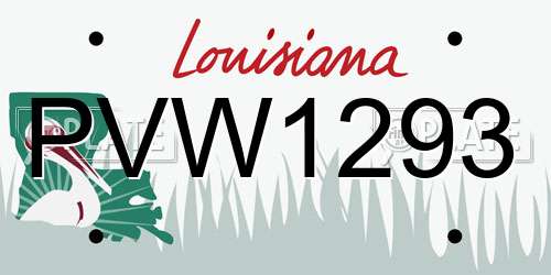 PVW1293 Louisiana License Plate