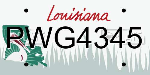 PWG4345 Louisiana License Plate