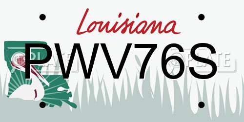 PWV76S Louisiana License Plate