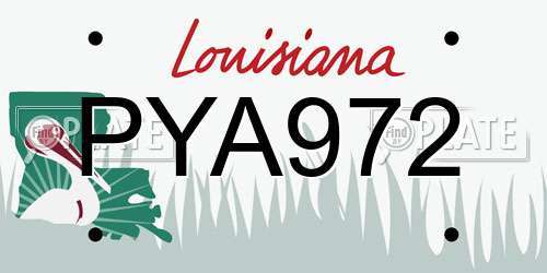PYA972 Louisiana License Plate