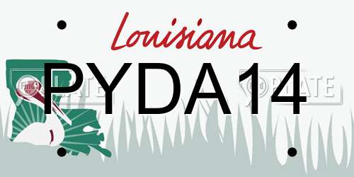 PYDA14 Louisiana License Plate