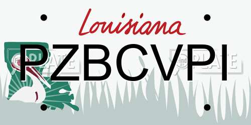 PZBCVPI Louisiana License Plate
