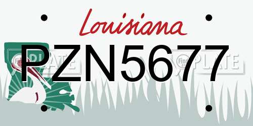 PZN5677 Louisiana License Plate