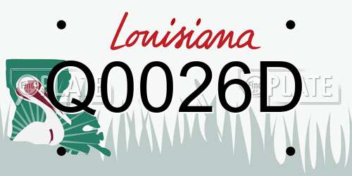 Q0026D Louisiana License Plate