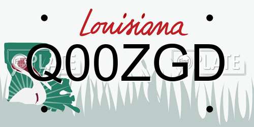 Q00ZGD Louisiana License Plate