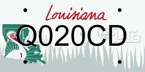 Q020CD Louisiana License Plate