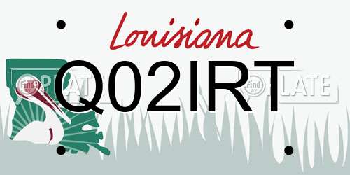 Q02IRT Louisiana License Plate