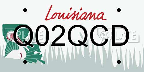 Q02QCD Louisiana License Plate