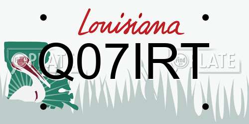 Q07IRT Louisiana License Plate