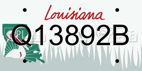 Q13892B Louisiana License Plate