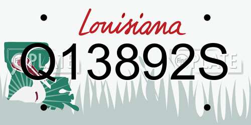 Q13892S Louisiana License Plate