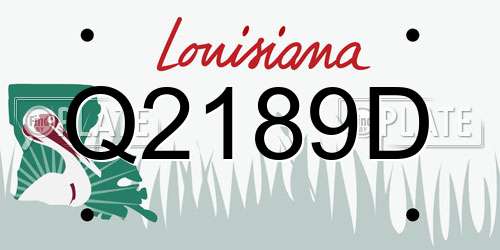 Q2189D Louisiana License Plate