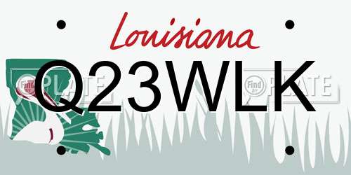 Q23WLK Louisiana License Plate