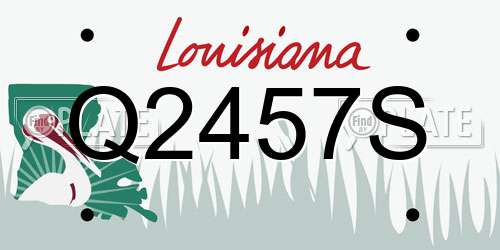 Q2457S Louisiana License Plate