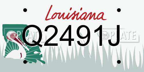 Q2491J Louisiana License Plate