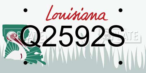 Q2592S Louisiana License Plate