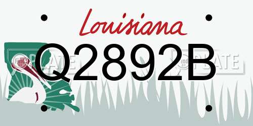 Q2892B Louisiana License Plate