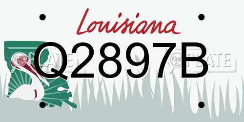 Q2897B Louisiana License Plate